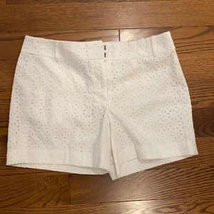 White eyelet shorts, size 6
